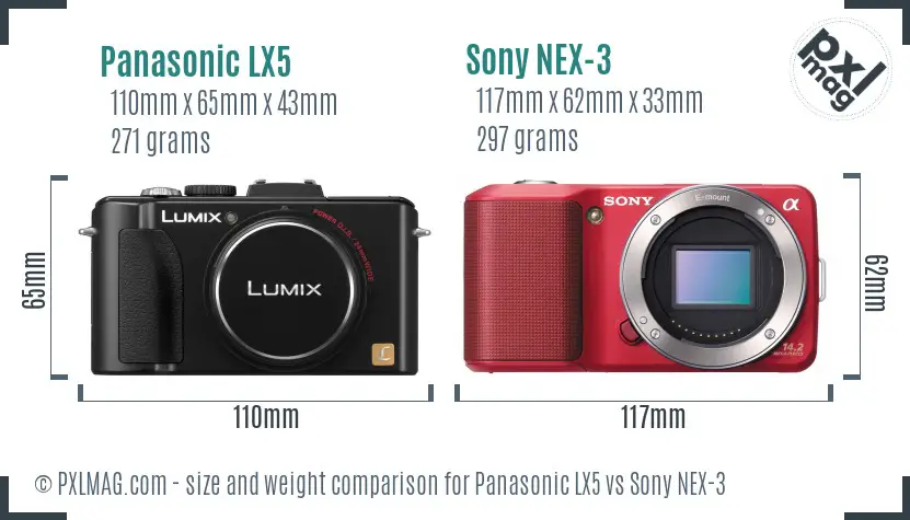 Panasonic LX5 vs Sony NEX-3 size comparison