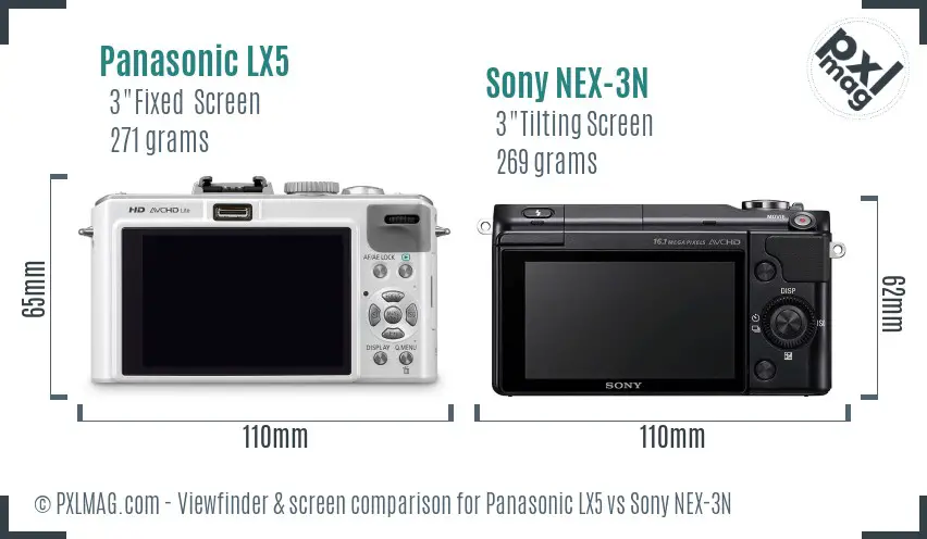 Panasonic LX5 vs Sony NEX-3N Screen and Viewfinder comparison