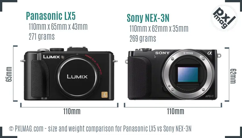 Panasonic LX5 vs Sony NEX-3N size comparison