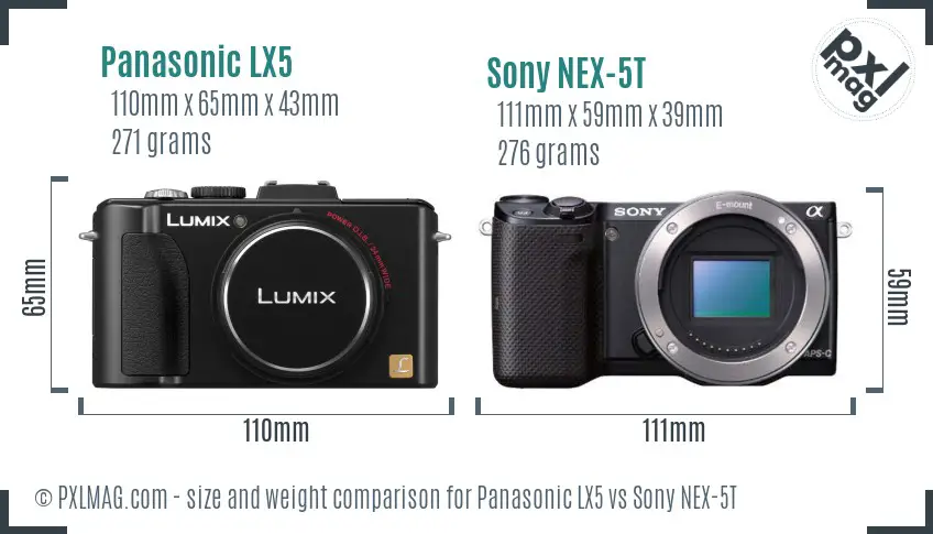 Panasonic LX5 vs Sony NEX-5T size comparison