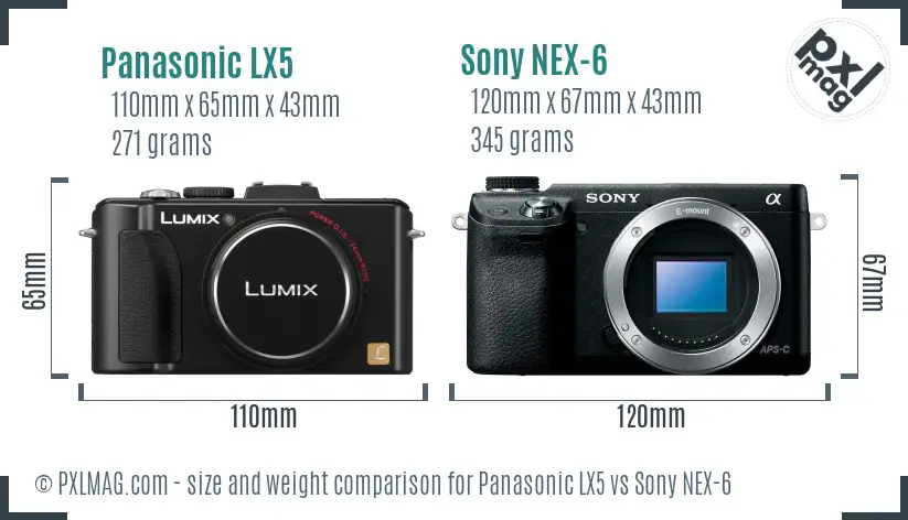 Panasonic LX5 vs Sony NEX-6 size comparison Panasonic LX5 vs Sony NEX-6 size comparison
