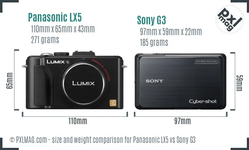 Panasonic LX5 vs Sony G3 size comparison