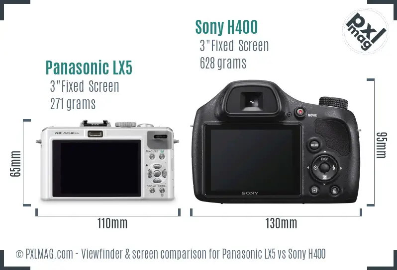Panasonic LX5 vs Sony H400 Screen and Viewfinder comparison