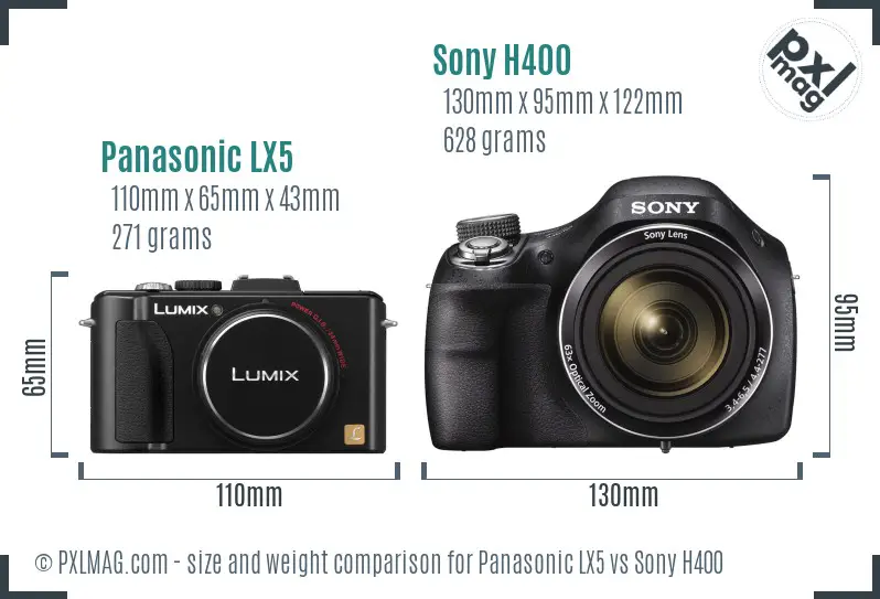 Panasonic LX5 vs Sony H400 size comparison
