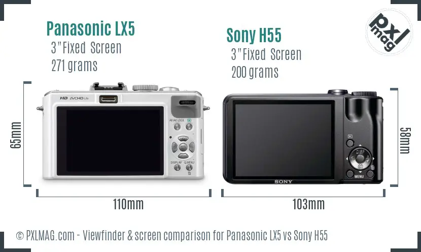 Panasonic LX5 vs Sony H55 Screen and Viewfinder comparison