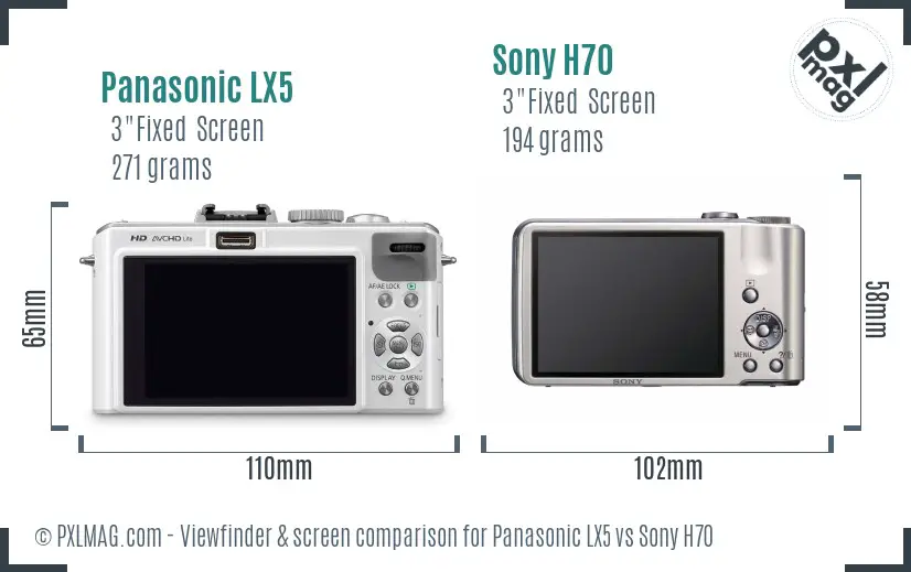 Panasonic LX5 vs Sony H70 Screen and Viewfinder comparison