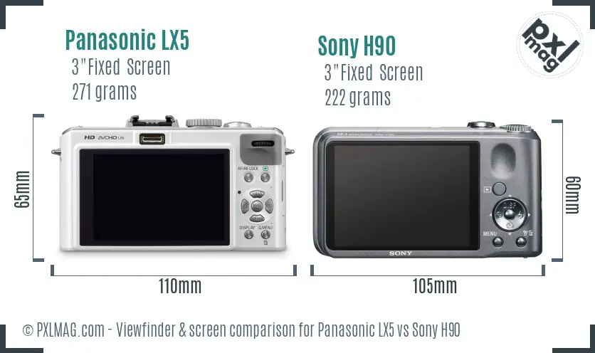 Panasonic LX5 vs Sony H90 Screen and Viewfinder comparison Panasonic LX5 vs Sony H90 Screen and Viewfinder comparison