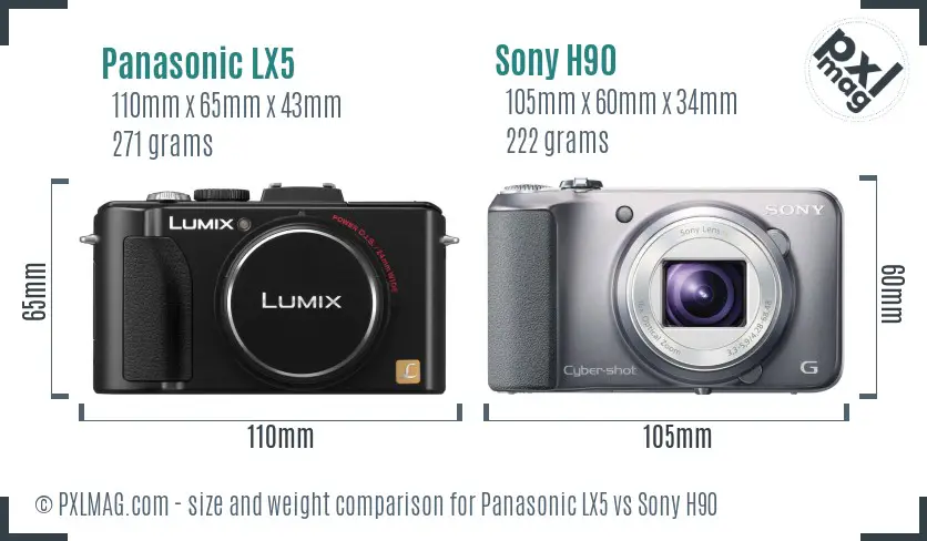 Panasonic LX5 vs Sony H90 size comparison Panasonic LX5 vs Sony H90 size comparison