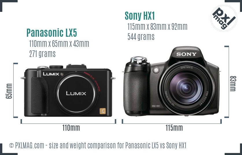 Panasonic LX5 vs Sony HX1 size comparison