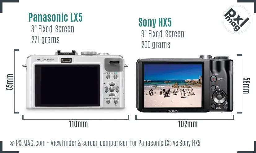 Panasonic LX5 vs Sony HX5 Screen and Viewfinder comparison Panasonic LX5 vs Sony HX5 Screen and Viewfinder comparison