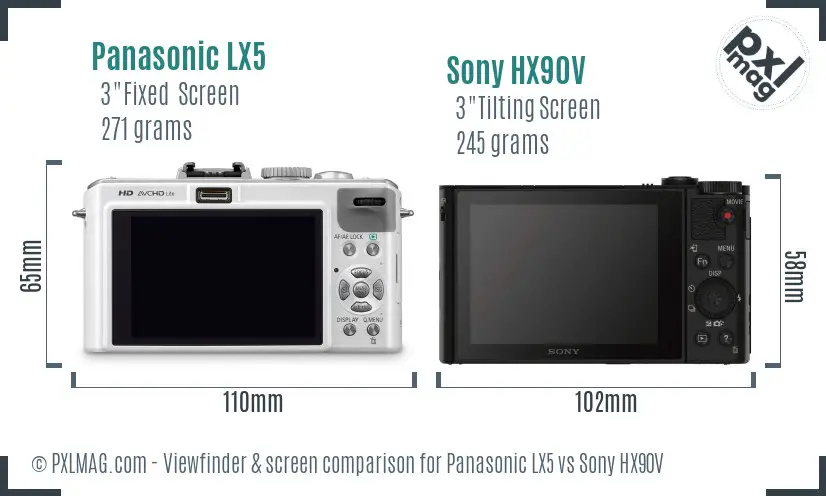 Panasonic LX5 vs Sony HX90V Screen and Viewfinder comparison Panasonic LX5 vs Sony HX90V Screen and Viewfinder comparison