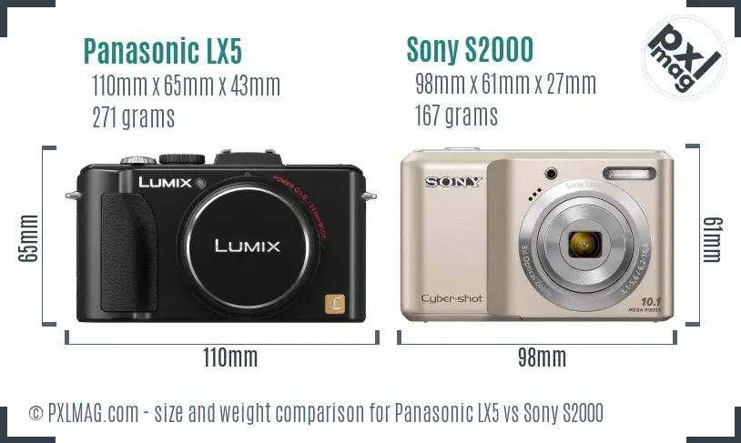 Panasonic LX5 vs Sony S2000 size comparison