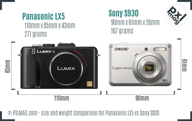 Panasonic LX5 vs Sony S930 size comparison Panasonic LX5 vs Sony S930 size comparison