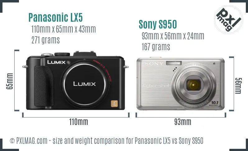 Panasonic LX5 vs Sony S950 size comparison