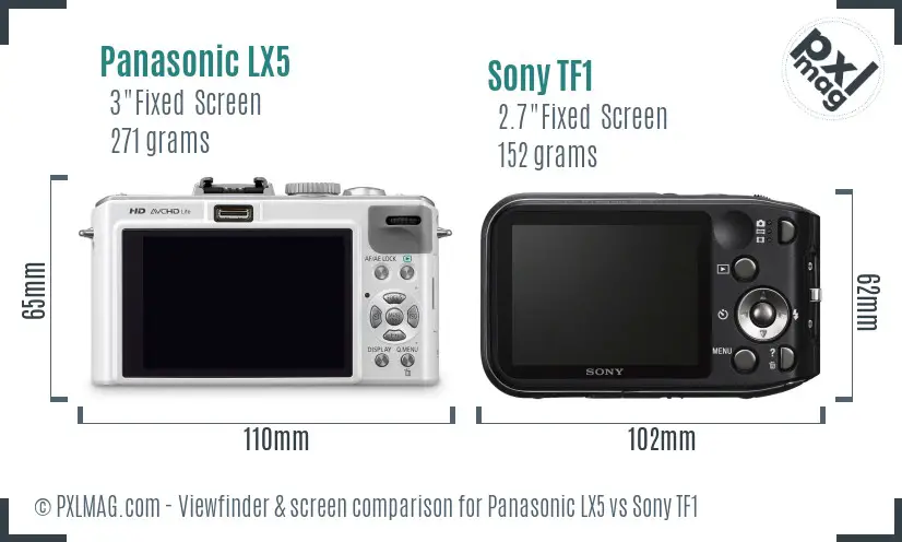 Panasonic LX5 vs Sony TF1 Screen and Viewfinder comparison