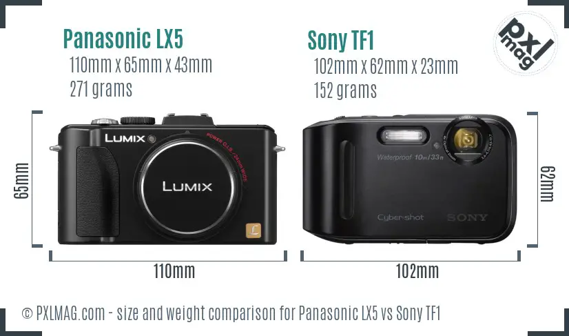 Panasonic LX5 vs Sony TF1 size comparison