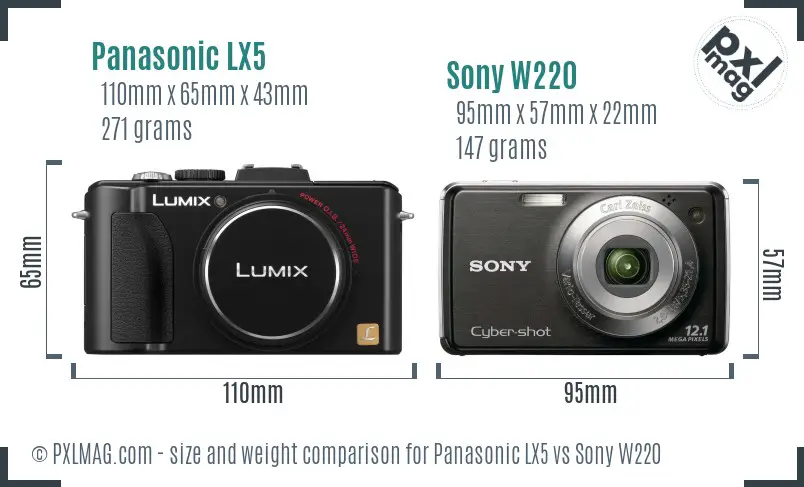 Panasonic LX5 vs Sony W220 size comparison Panasonic LX5 vs Sony W220 size comparison