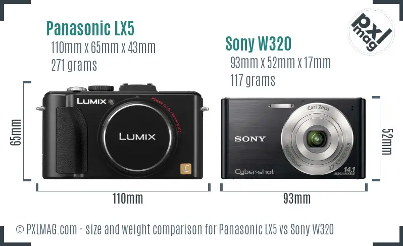 Panasonic LX5 vs Sony W320 size comparison