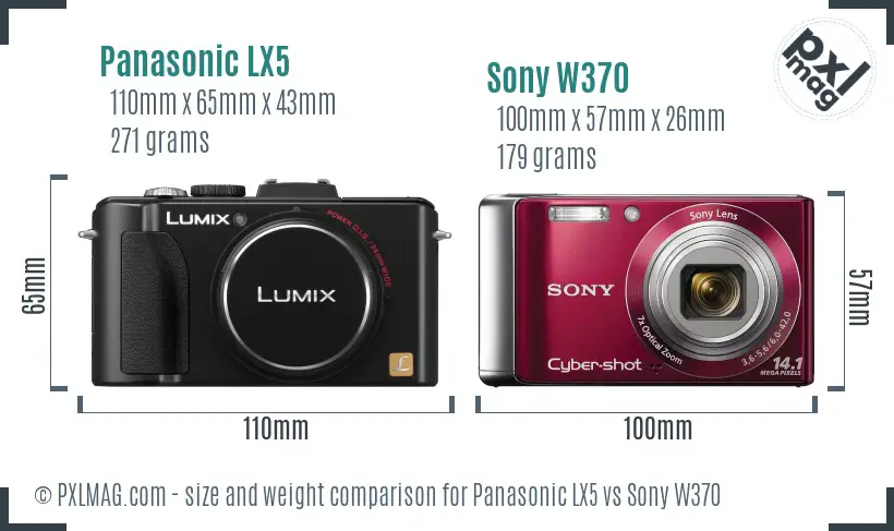 Panasonic LX5 vs Sony W370 size comparison