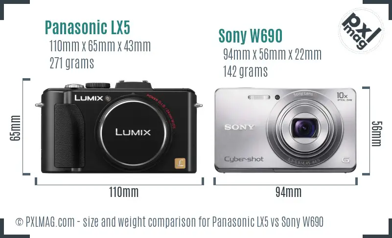 Panasonic LX5 vs Sony W690 size comparison