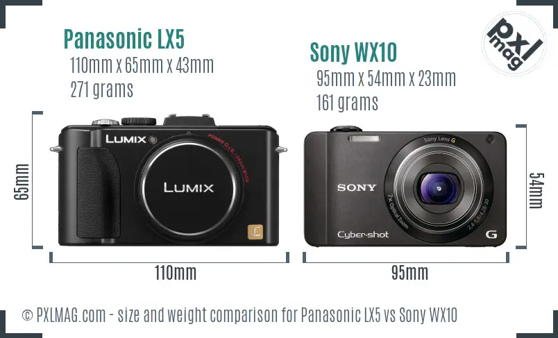 Panasonic LX5 vs Sony WX10 size comparison
