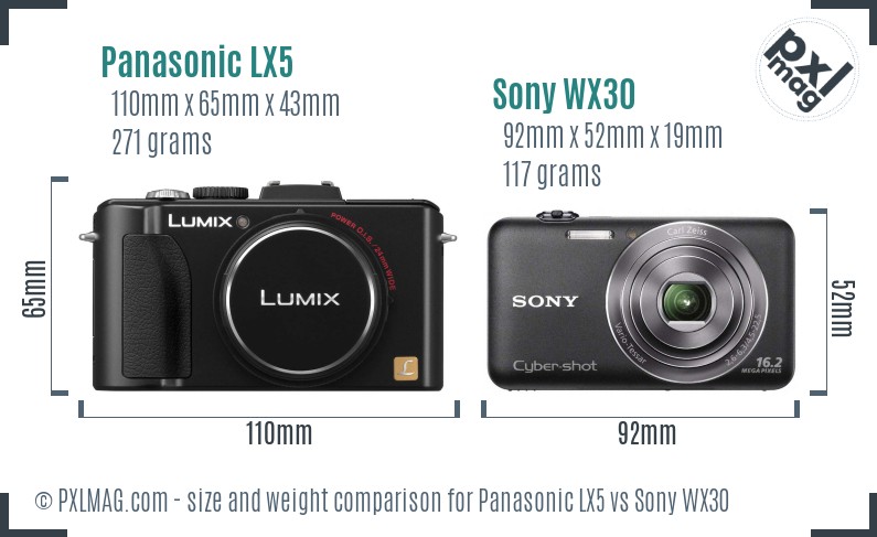 Panasonic LX5 vs Sony WX30 size comparison