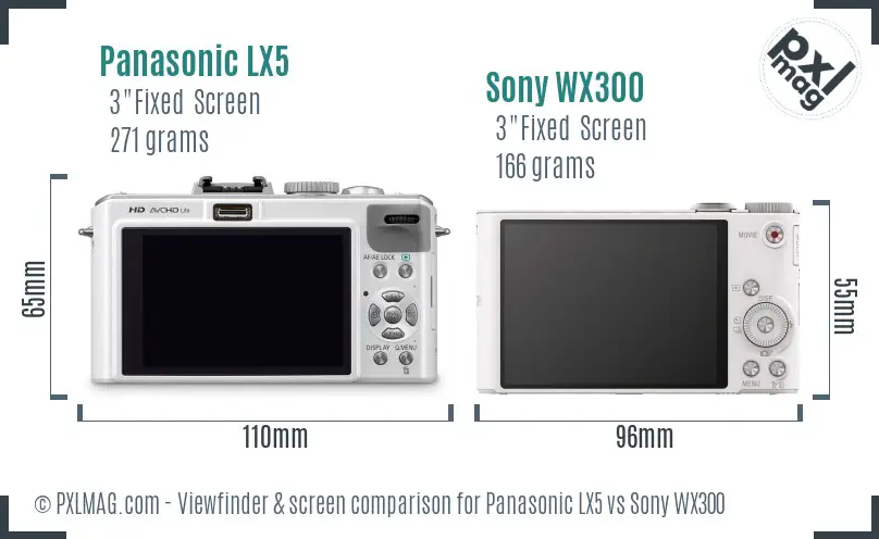 Panasonic LX5 vs Sony WX300 Screen and Viewfinder comparison