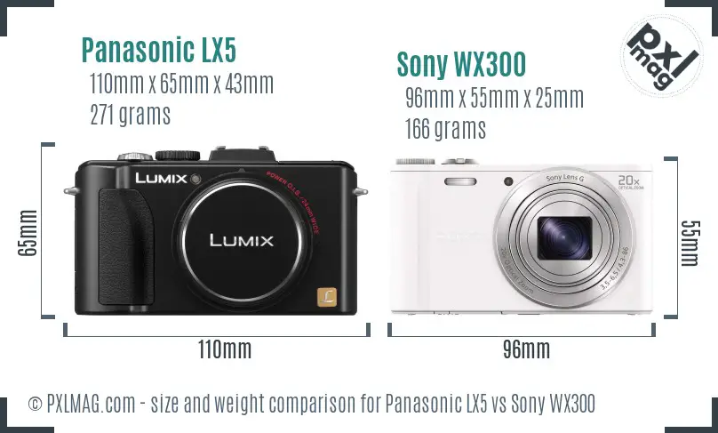 Panasonic LX5 vs Sony WX300 size comparison