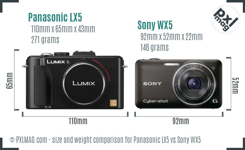 Panasonic LX5 vs Sony WX5 size comparison