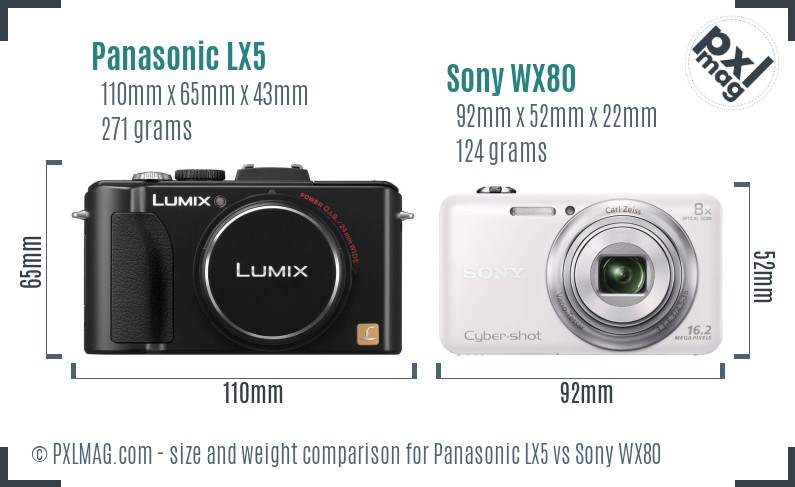 Panasonic LX5 vs Sony WX80 size comparison
