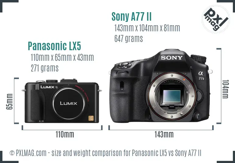 Panasonic LX5 vs Sony A77 II size comparison