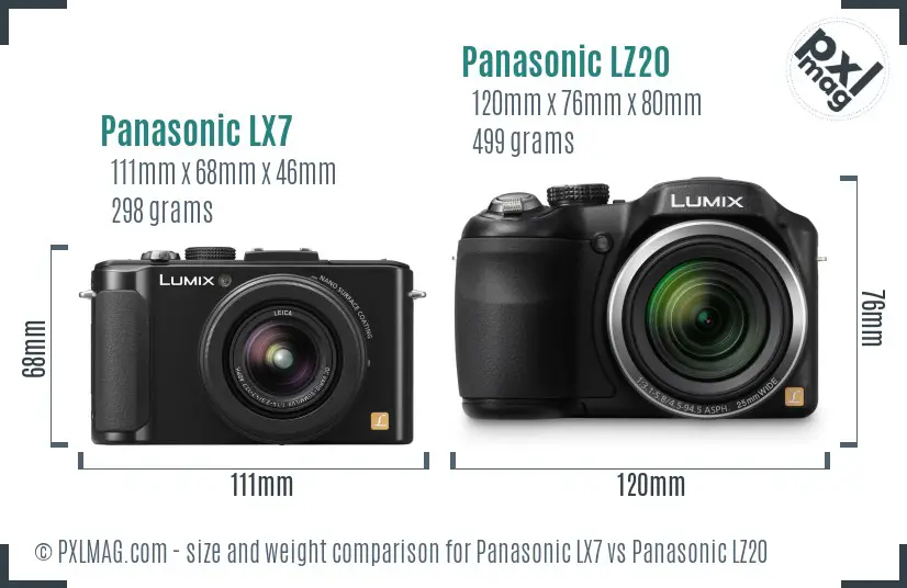 Panasonic LX7 vs Panasonic LZ20 size comparison