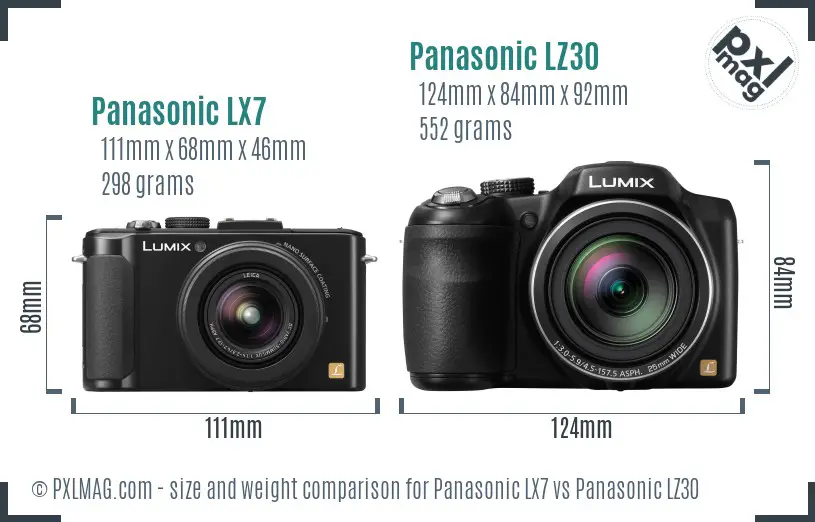 Panasonic LX7 vs Panasonic LZ30 size comparison