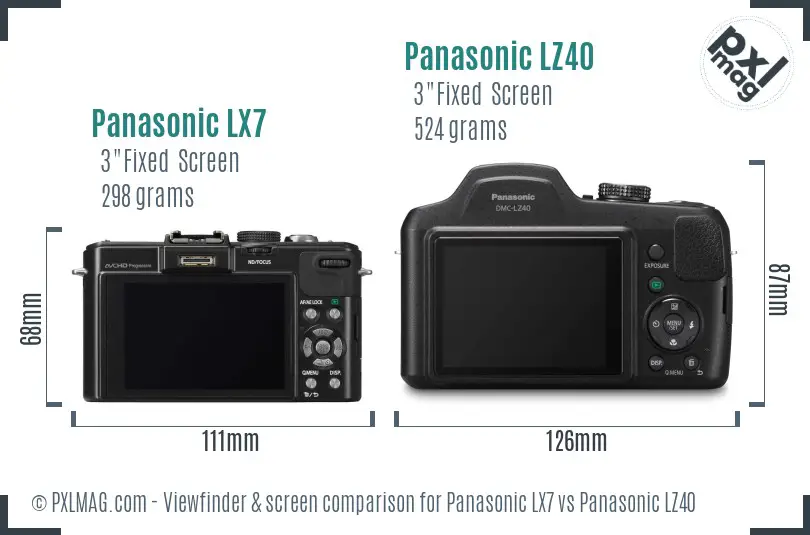 Panasonic LX7 vs Panasonic LZ40 Screen and Viewfinder comparison