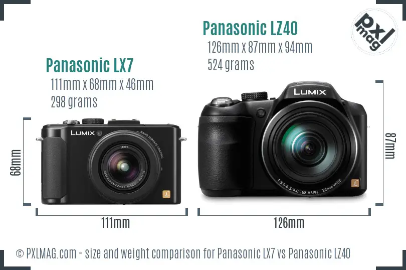 Panasonic LX7 vs Panasonic LZ40 size comparison