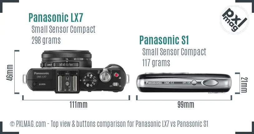 Panasonic LX7 vs Panasonic S1 top view buttons comparison