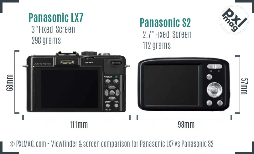 Panasonic LX7 vs Panasonic S2 Screen and Viewfinder comparison