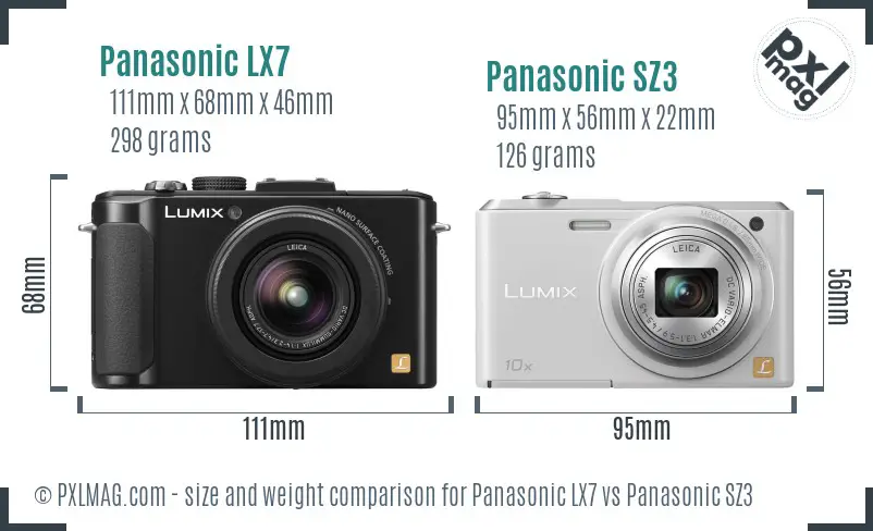 Panasonic LX7 vs Panasonic SZ3 size comparison