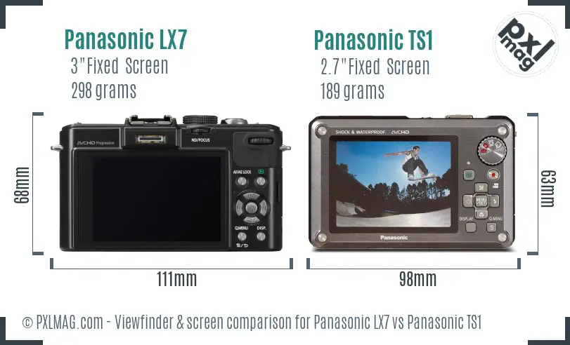 Panasonic LX7 vs Panasonic TS1 Screen and Viewfinder comparison