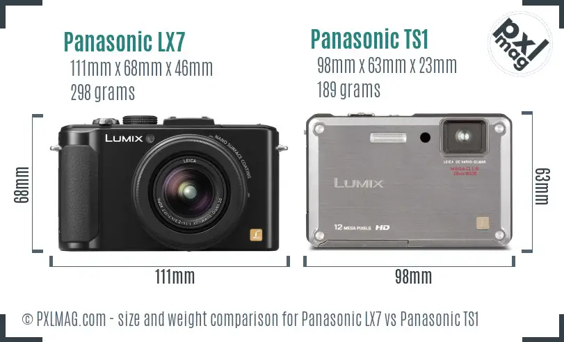 Panasonic LX7 vs Panasonic TS1 size comparison