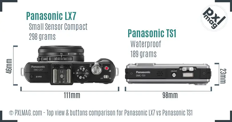 Panasonic LX7 vs Panasonic TS1 top view buttons comparison