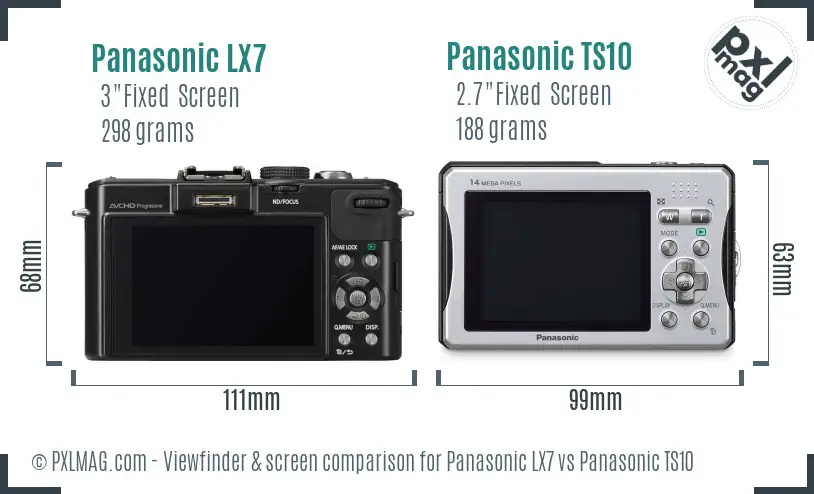Panasonic LX7 vs Panasonic TS10 Screen and Viewfinder comparison
