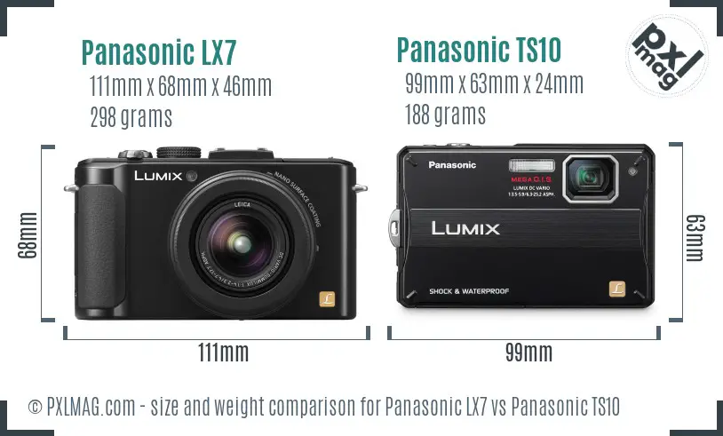 Panasonic LX7 vs Panasonic TS10 size comparison