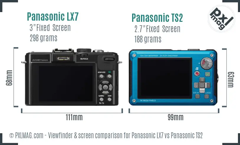 Panasonic LX7 vs Panasonic TS2 Screen and Viewfinder comparison