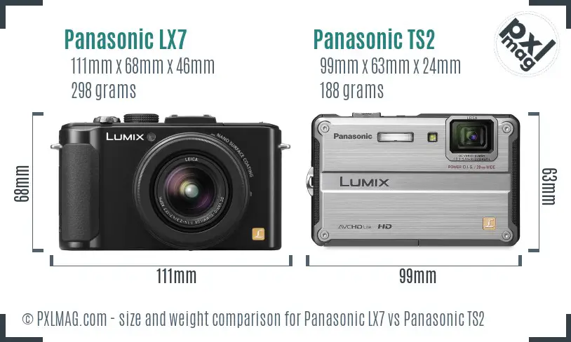 Panasonic LX7 vs Panasonic TS2 size comparison