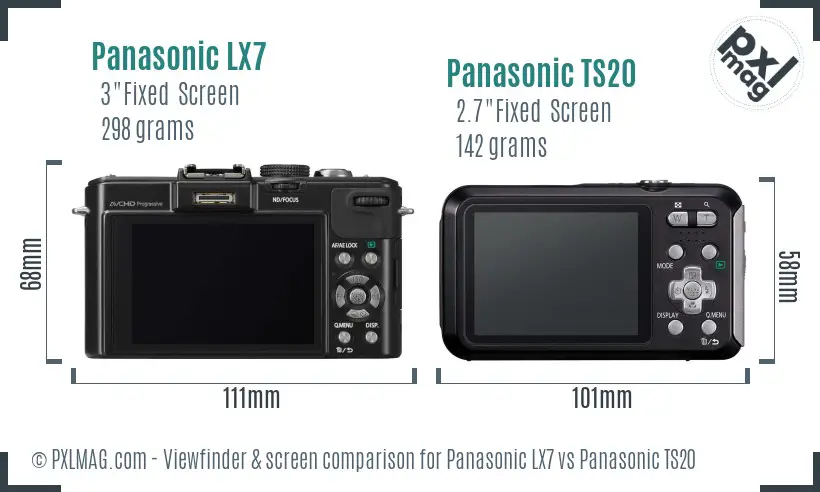 Panasonic LX7 vs Panasonic TS20 Screen and Viewfinder comparison
