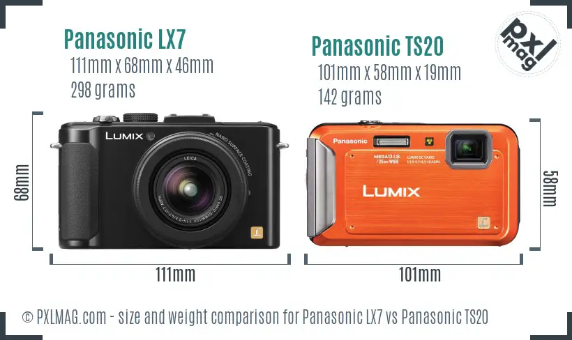 Panasonic LX7 vs Panasonic TS20 size comparison