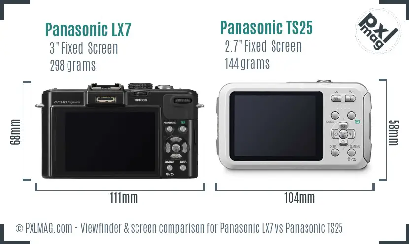 Panasonic LX7 vs Panasonic TS25 Screen and Viewfinder comparison