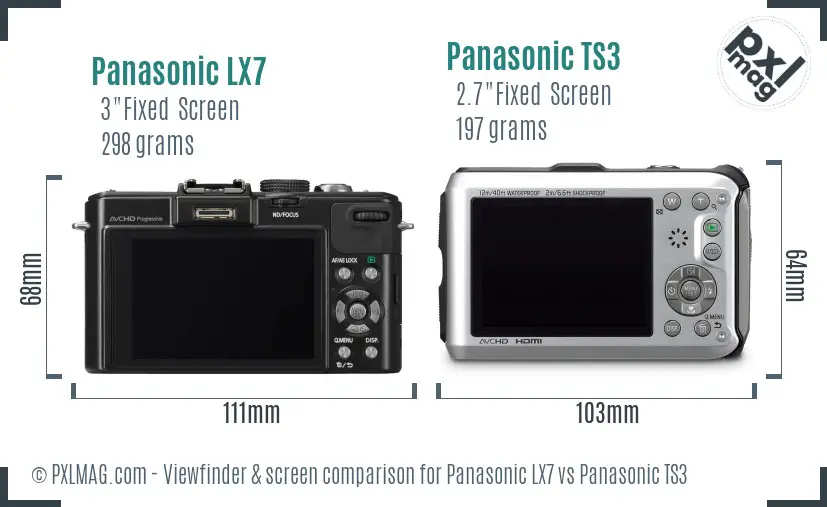 Panasonic LX7 vs Panasonic TS3 Screen and Viewfinder comparison