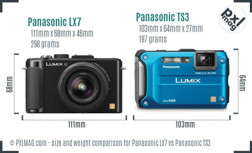 Panasonic LX7 vs Panasonic TS3 size comparison